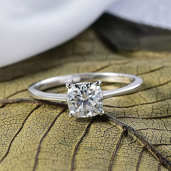 Shop Lc D'Joy Moissanite 1.00 Ctw Solitaire Ring In Platinum Over Sterling Silver