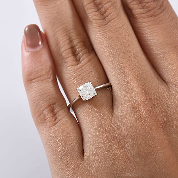 Shop Lc D'Joy Moissanite 1.00 Ctw Solitaire Ring In Platinum Over Sterling Silver