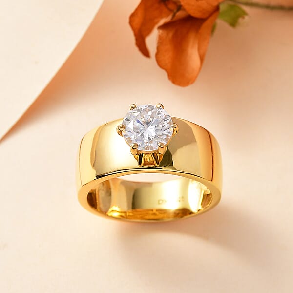 Shop Lc D'Joy Moissanite 1.15 Ctw Royal Majesty Ring In 18K Vermeil Yellow Gold Over Sterling Silver