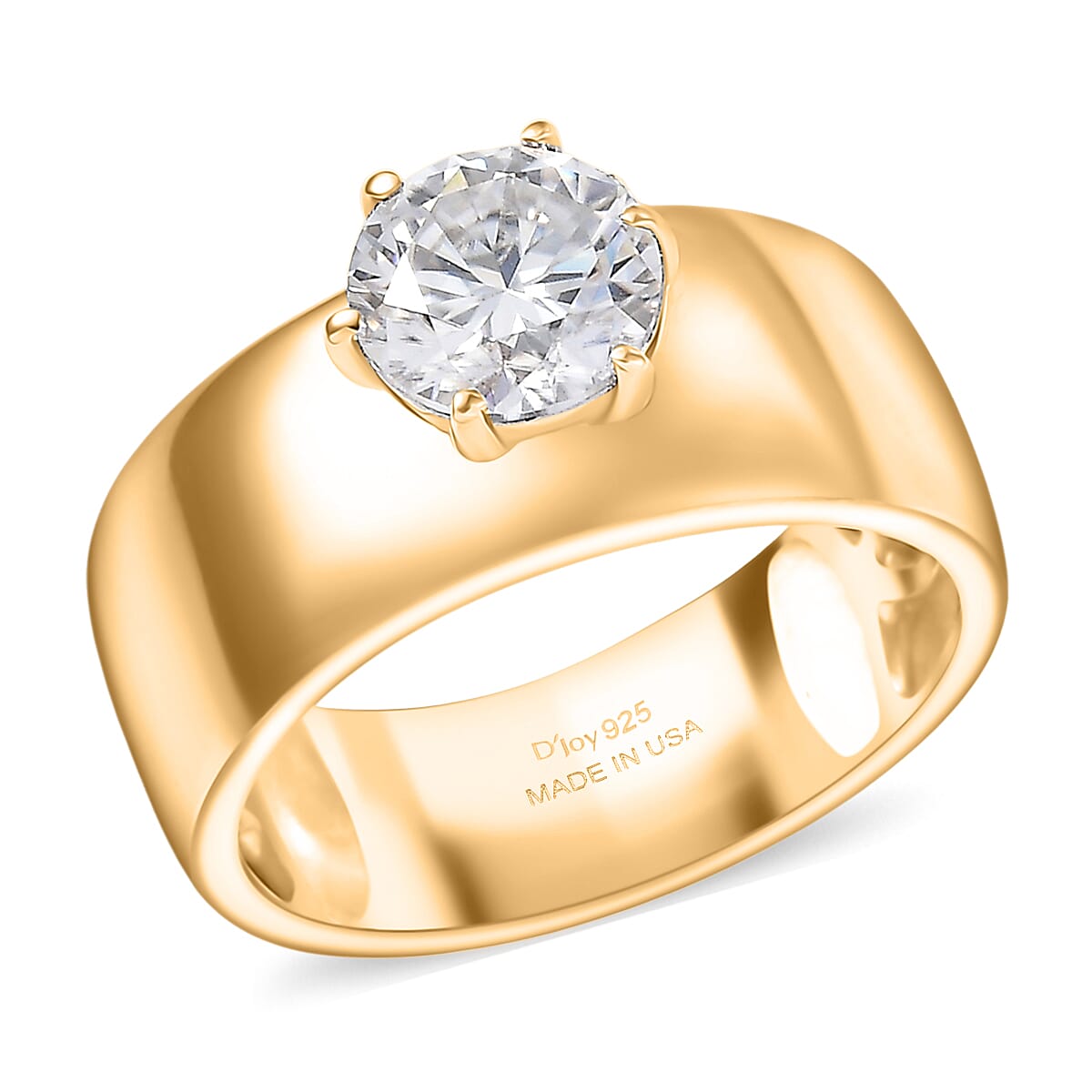 shop lc D'Joy Moissanite 1.15 ctw Royal Majesty Ring in 18K Vermeil Yellow Gold Over Sterling Silver