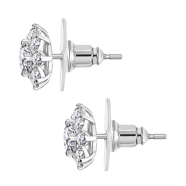 Shop Lc D'Joy Moissanite 1.75 Ctw Floral Earrings In Rhodium Over Sterling Silver