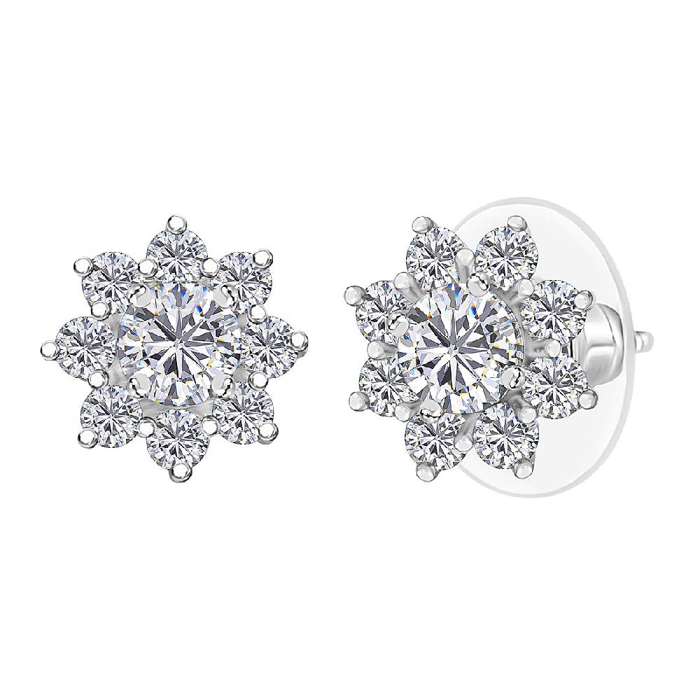 shop lc D'Joy Moissanite 1.75 ctw Floral Earrings in Rhodium Over Sterling Silver
