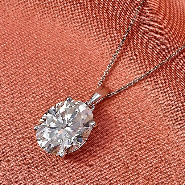 Shop Lc D'Joy Moissanite 10.10 Ctw Eternal Solitaire Pendant Necklace In Rhodium Over Sterling Silver 20 Inches