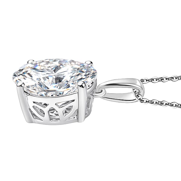 Shop Lc D'Joy Moissanite 10.10 Ctw Eternal Solitaire Pendant Necklace In Rhodium Over Sterling Silver 20 Inches