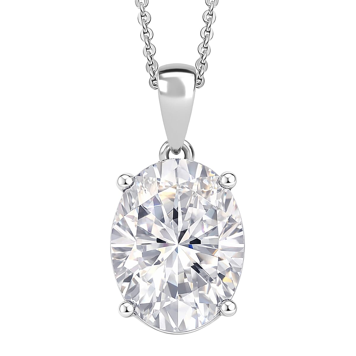 shop lc D'Joy Moissanite 10.10 ctw Eternal Solitaire Pendant Necklace in Rhodium Over Sterling Silver 20 Inches