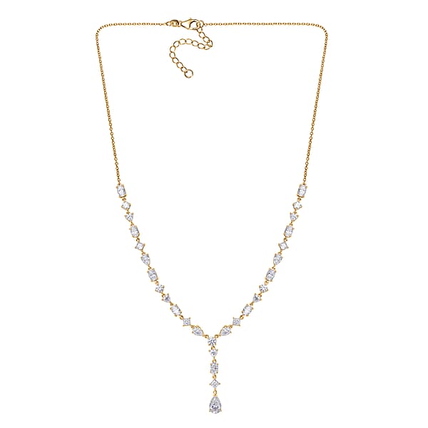 Shop Lc D'Joy Moissanite 10.65 Ctw Cascading Droplets Necklace In 18K Vermeil Yellow Gold Over Sterling Silver 18-20 Inches