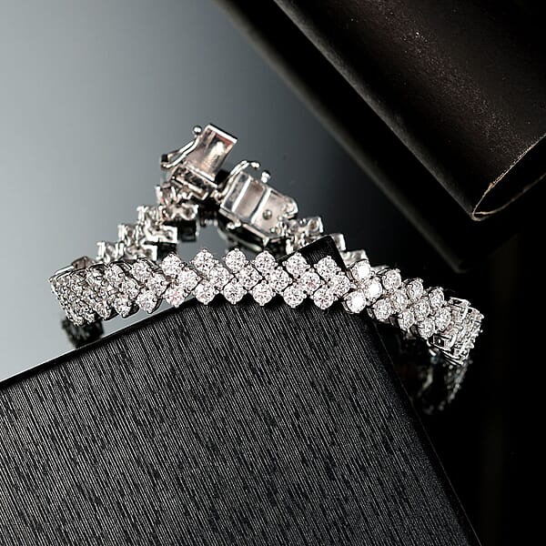 Shop Lc D'Joy Moissanite 10.80 Ctw Starlace Bracelet In Rhodium Over Sterling Silv (7.25 In)