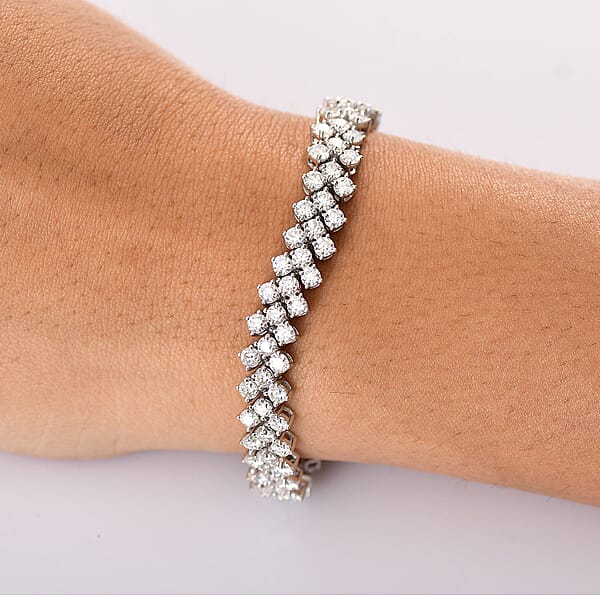 Shop Lc D'Joy Moissanite 10.80 Ctw Starlace Bracelet In Rhodium Over Sterling Silv (7.25 In)