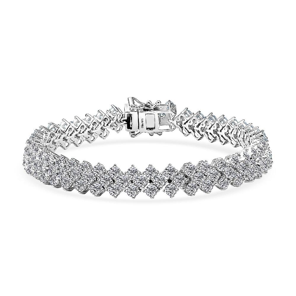 shop lc D'Joy Moissanite 10.80 ctw Starlace Bracelet in Rhodium Over Sterling Silv (7.25 In)
