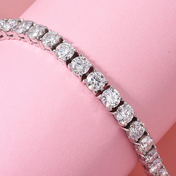 Shop Lc D'Joy Moissanite 13.75 Ctw Timeless Classics Bracelet In Rhodium Over Sterling Silver (6.50 In)