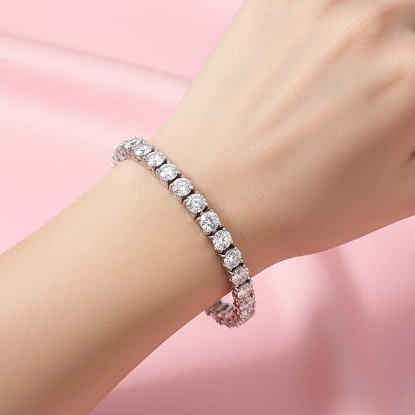 Shop Lc D'Joy Moissanite 13.75 Ctw Timeless Classics Bracelet In Rhodium Over Sterling Silver (6.50 In)