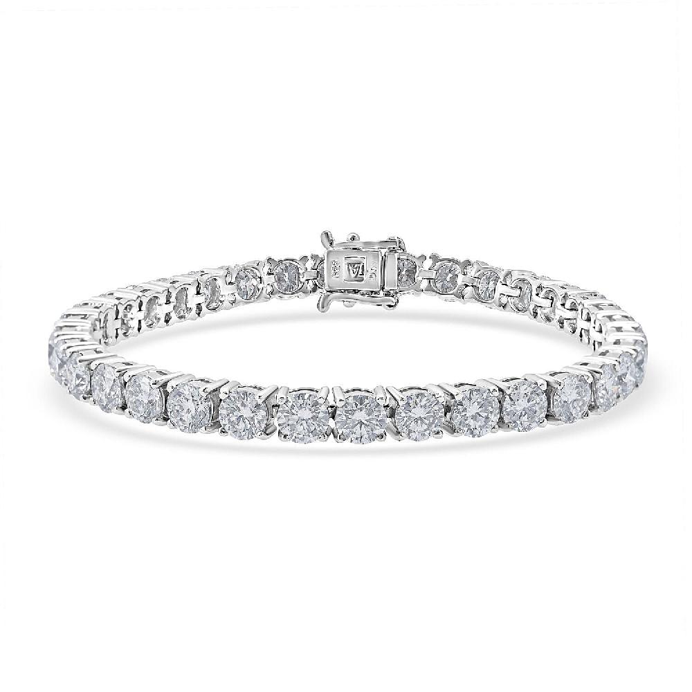 shop lc D'Joy Moissanite 13.75 ctw Timeless Classics Bracelet in Rhodium Over Sterling Silver (6.50 In)