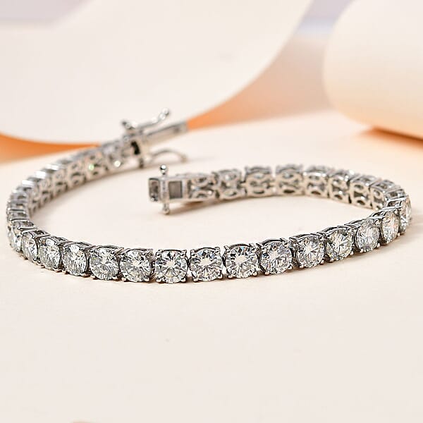 Shop Lc D'Joy Moissanite 14.60 Ctw Classic Tennis Bracelet In Rhodium Over Sterling Silver (7.25 In)