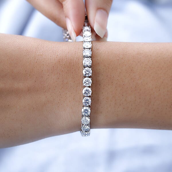 Shop Lc D'Joy Moissanite 14.60 Ctw Classic Tennis Bracelet In Rhodium Over Sterling Silver (7.25 In)