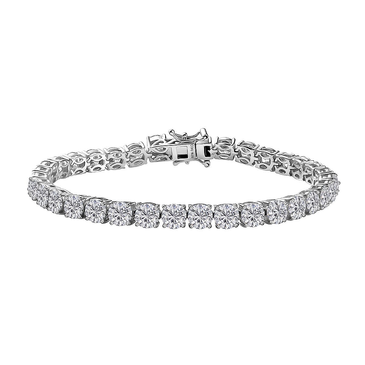 shop lc D'Joy Moissanite 14.60 ctw Classic Tennis Bracelet in Rhodium Over Sterling Silver (7.25 In)