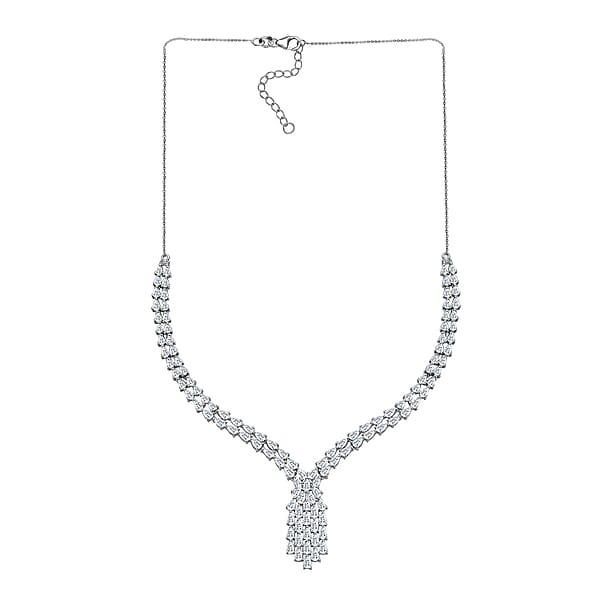 Shop Lc D'Joy Moissanite 19.35 Ctw Waterfall Necklace In Rhodium Over Sterling Silver 18 Inches