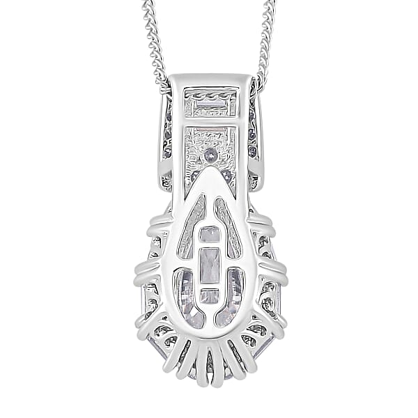 Shop Lc D'Joy Moissanite 2.60 Ctw Radiant Majesty Pendant Necklace In Rhodium Over Sterling Silver 20 Inches