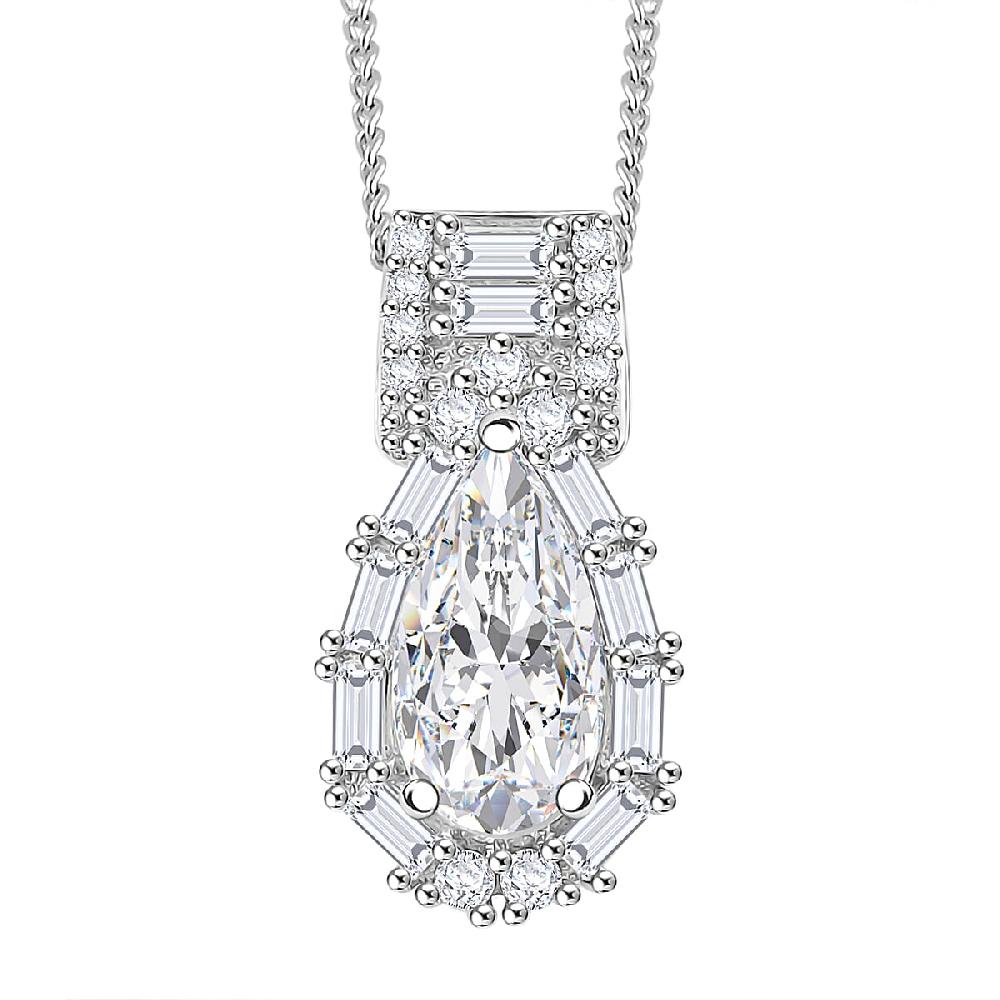 shop lc D'Joy Moissanite 2.60 ctw Radiant Majesty Pendant Necklace in Rhodium Over Sterling Silver 20 Inches