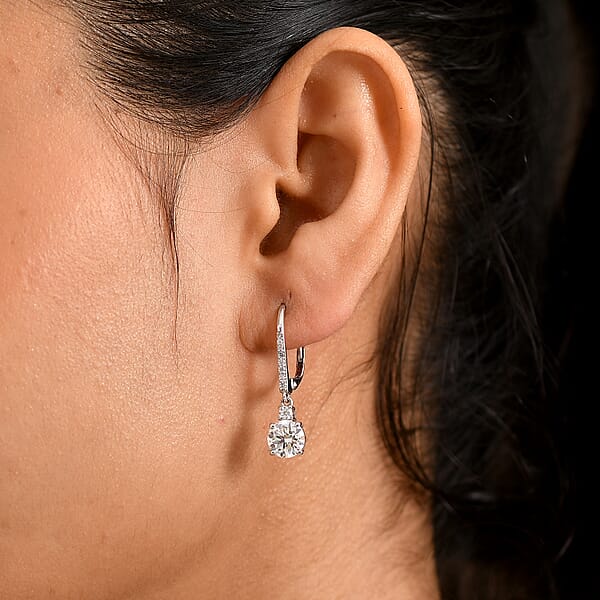 Shop Lc D'Joy Moissanite 2.70 Ctw Lever Back Earrings In Rhodium Over Sterling Silver