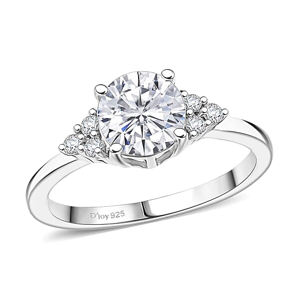 Shop Lc D'Joy Moissanite 2.75 Ctw Classic Ring And Pendant Necklace In Rhodium Over Sterling Silver 20 Inches