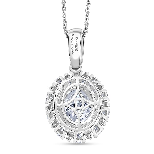 Shop Lc D'Joy Moissanite 2.85 Ctw Sparkburst Pendant Necklace In Rhodium Over Sterling Silver 20 Inches