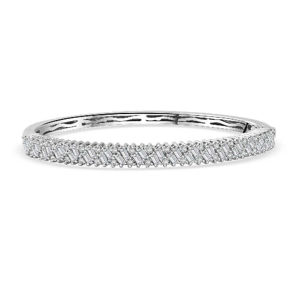 shop lc D'Joy Moissanite 2.90 ctw Bangle Bracelet in Rhodium Over Sterling Silver (7.25 In)