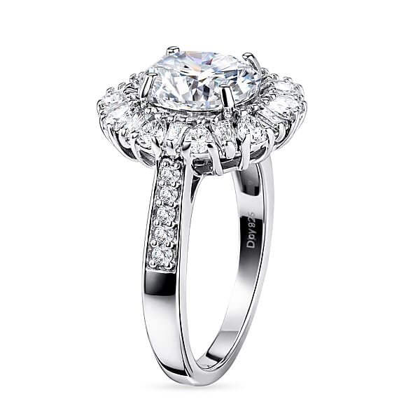 Shop Lc D'Joy Moissanite 2.90 Ctw Sparkburst Ring In Rhodium Over Sterling Silver