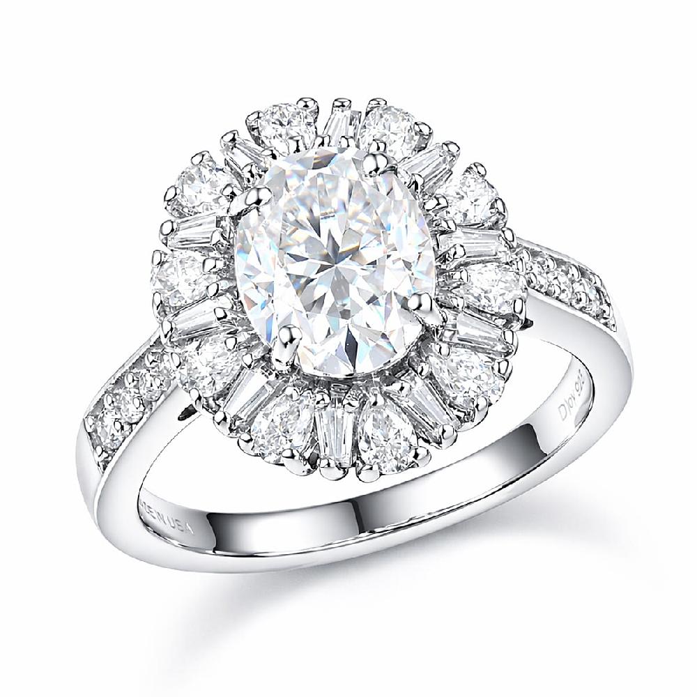 shop lc D'Joy Moissanite 2.90 ctw Sparkburst Ring in Rhodium Over Sterling Silver