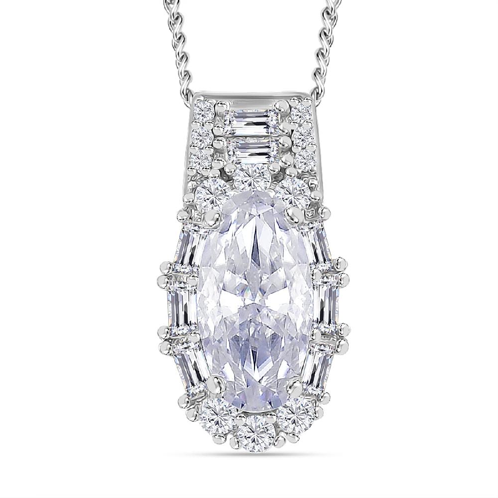 shop lc D'Joy Moissanite 3.00 ctw Radiant Majesty Pendant Necklace in Rhodium Over Sterling Silver 20 Inches