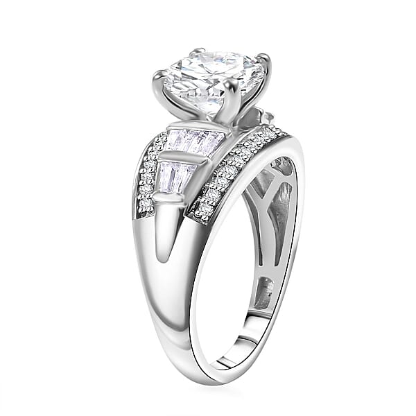 Shop Lc D'Joy Moissanite 3.10 Ctw Art Deco Ring In Rhodium Over Sterling Silver