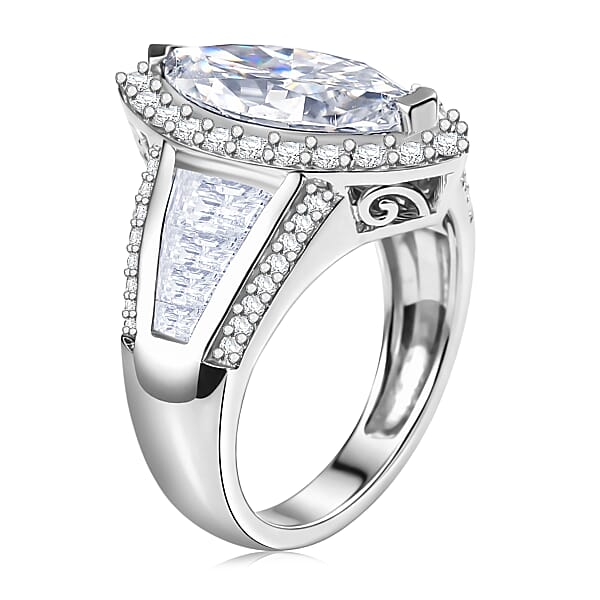 Shop Lc D'Joy Moissanite 3.10 Ctw Halo Royale Ring In Rhodium Over Sterling Silver