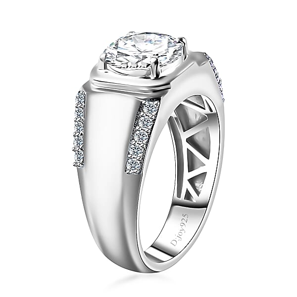 Shop Lc D'Joy Moissanite 3.15 Ctw Men's Ring In Rhodium Over Sterling Silver