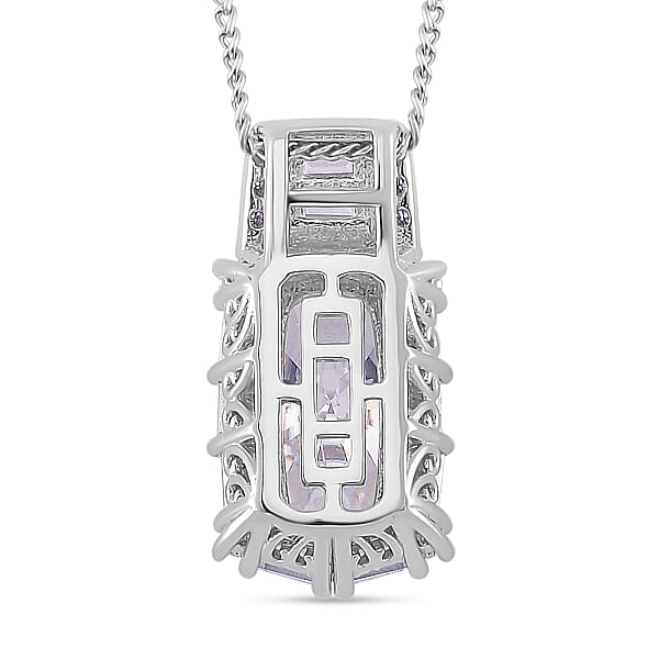 Shop Lc D'Joy Moissanite 3.20 Ctw Radiant Majesty Pendant Necklace In Rhodium Over Sterling Silver 20 Inches