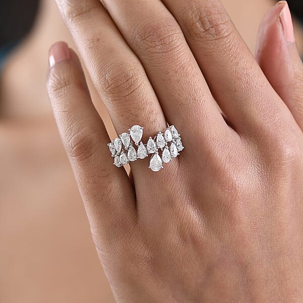 Shop Lc D'Joy Moissanite 3.20 Ctw Sparkle Dew Ring In Rhodium Over Sterling Silver