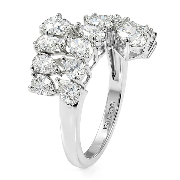 Shop Lc D'Joy Moissanite 3.20 Ctw Sparkle Dew Ring In Rhodium Over Sterling Silver