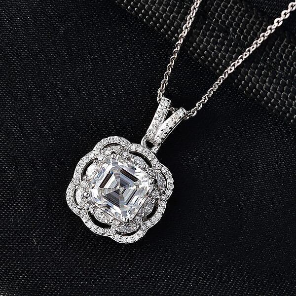 Shop Lc D'Joy Moissanite 3.25 Ctw Crown Spark Pendant Necklace In Rhodium Over Sterling Silver 20 Inches