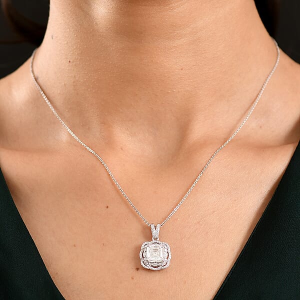 Shop Lc D'Joy Moissanite 3.25 Ctw Crown Spark Pendant Necklace In Rhodium Over Sterling Silver 20 Inches
