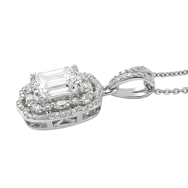 Shop Lc D'Joy Moissanite 3.25 Ctw Crown Spark Pendant Necklace In Rhodium Over Sterling Silver 20 Inches