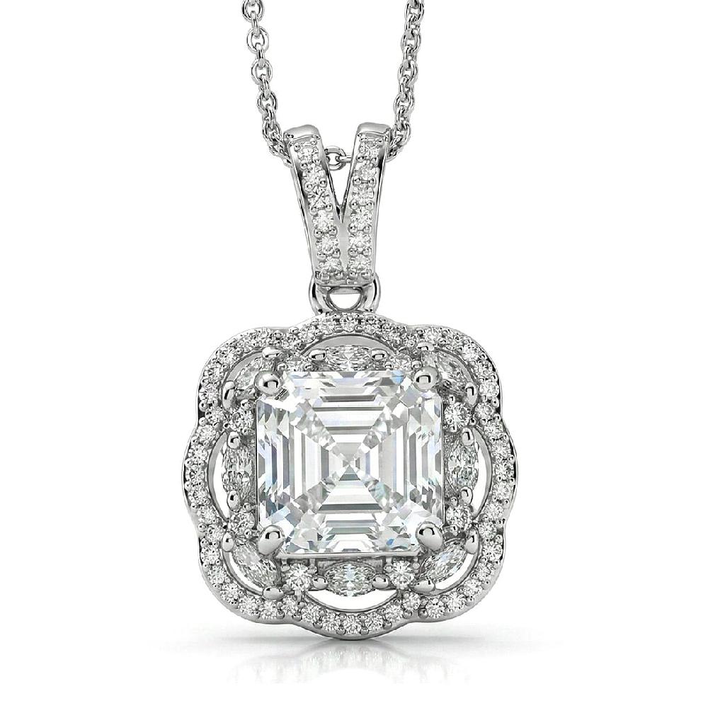 shop lc D'Joy Moissanite 3.25 ctw Crown Spark Pendant Necklace in Rhodium Over Sterling Silver 20 Inches