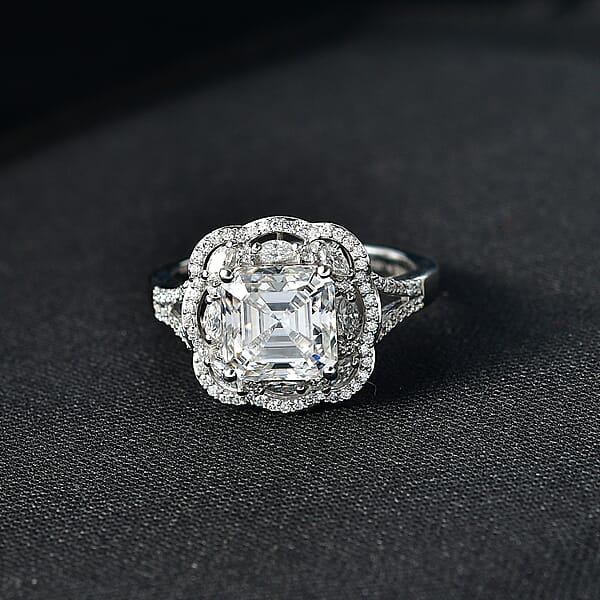 Shop Lc D'Joy Moissanite 3.30 Ctw Crown Spark Ring In Rhodium Over Sterling Silver