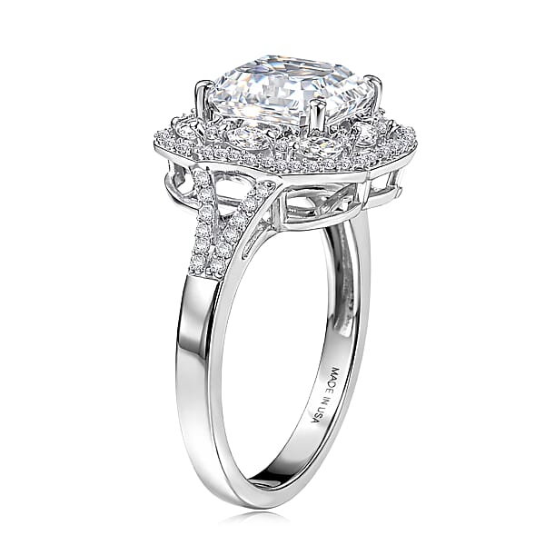 Shop Lc D'Joy Moissanite 3.30 Ctw Crown Spark Ring In Rhodium Over Sterling Silver