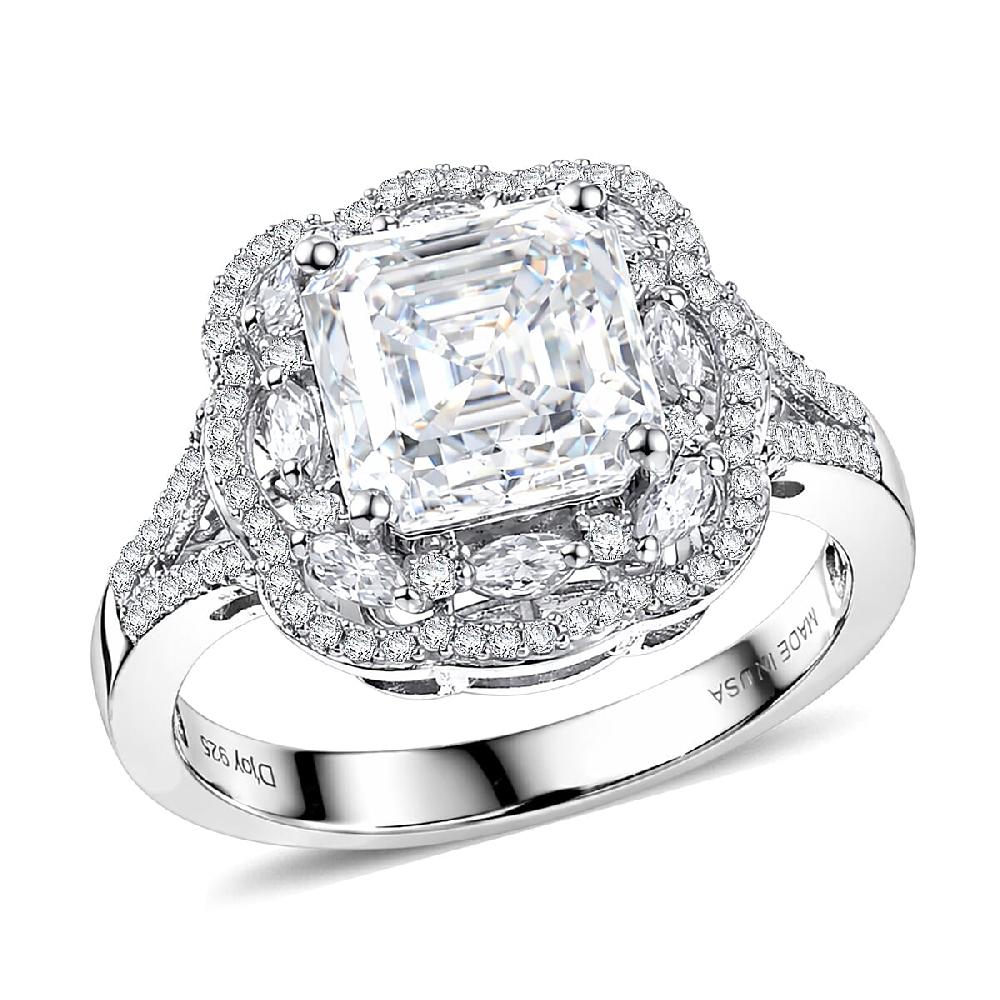 shop lc D'Joy Moissanite 3.30 ctw Crown Spark Ring in Rhodium Over Sterling Silver