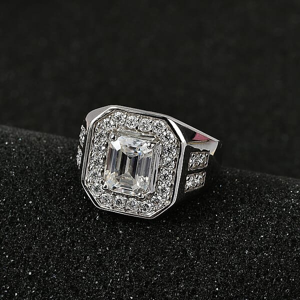 Shop Lc D'Joy Moissanite 3.40 Ctw Royal Signet Men's Ring In Rhodium Over Sterling Silver