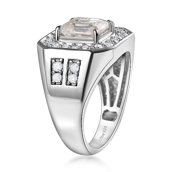Shop Lc D'Joy Moissanite 3.40 Ctw Royal Signet Men's Ring In Rhodium Over Sterling Silver
