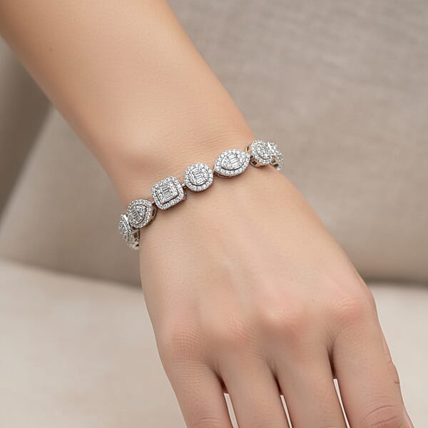 Shop Lc D'Joy Moissanite 3.65 Ctw Art Deco Bracelet In Rhodium Over Sterling Silver (6.50 In)
