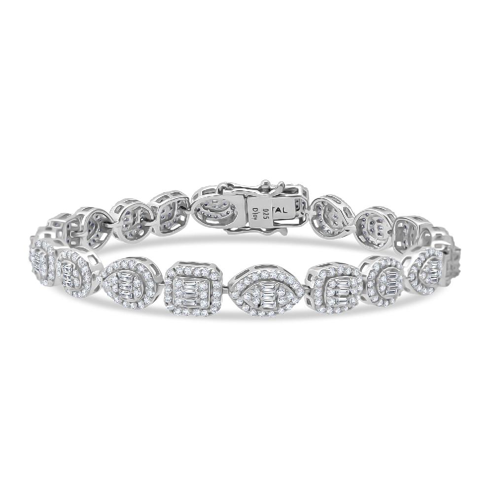 shop lc D'Joy Moissanite 3.65 ctw Art Deco Bracelet in Rhodium Over Sterling Silver (6.50 In)
