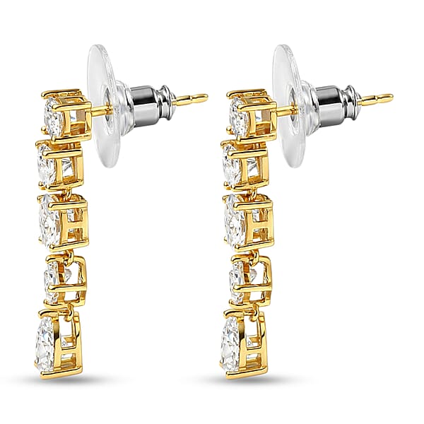 Shop Lc D'Joy Moissanite 3.65 Ctw Cascading Droplets Earrings In 18K Vermeil Yellow Gold Over Sterling Silver