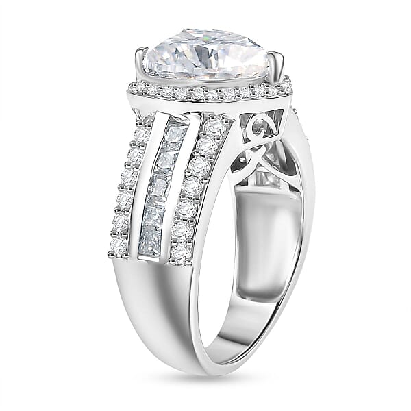 Shop Lc D'Joy Moissanite 4.60 Ctw Romantic Heart Ring In Rhodium Over Sterling Silver
