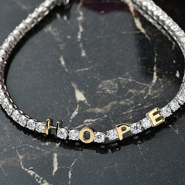 Shop Lc D'Joy Moissanite 5.35 Ctw HOPE Bracelet In 14K YG And Rhodium Over Sterling Silver (7.25 In)