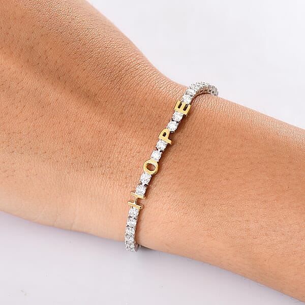 Shop Lc D'Joy Moissanite 5.35 Ctw HOPE Bracelet In 14K YG And Rhodium Over Sterling Silver (7.25 In)